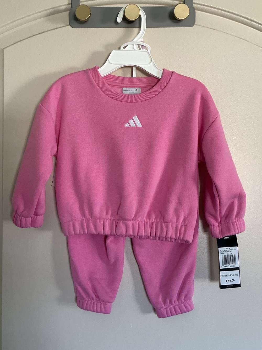 adidas Kids Pink Crewneck Sweatshirt & Jogger Set